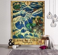 Five of Cups tarot tapestry featuring a mermaid in vintage nautical style for wall decor - 95x73cm / Five of Cups Style