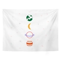 Minimalist celestial wall tapestry featuring planet and star illustrations on white fabric - 95x73cm (Peach Skin) / Minimalist White Earth Planets Celestial