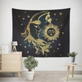 Bohemian sun and moon tapestry in black and gold finish for wall decoration - Black Gold Sun Moon (款式-6)