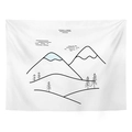 Detail of Nordic tapestry featuring abstract black line mountain and forest patterns - 95x73cm (Peach Skin) / Nordic Minimalist Mountain Forest