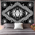 Black and white sun moon tapestry with mandala pattern for bedroom wall decoration - 95x73cm (Brushed) / Personified Sun Moon Mandala (Style-20)
