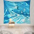 Blue and white abstract marble print tapestry for modern wall decor and home styling - Style 7 / Custom Size (Contact Customer Service)