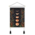 Phases of the moon wall tapestry with floral accents and decorative hanging tassels - 35x50cm / Style 1 (Moon Phases)