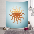 Minimalist orange sun tapestry with blue gradient background for wall decor - Minimalist Sun Waves (Style-5)