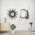 Bohemian sun and moon tapestry in white with black print for wall decoration - Off-White Sun Moon Pattern (款式-7)