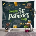 Saint Patrick's Day tapestry with green hat and clover icons on a vintage backdrop - Dark Green Hand-drawn (Style-9)
