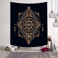 Nordischer Wandteppich mit goldenem Allsehenden Auge und Mondphasen auf schwarzem Stoff - 95x73cm (Gebürstet) / Stil-1 (Schwarzes Allsehendes Auge)