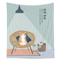 Nordic decorative tapestry featuring an orange cat on a chair with blue striped background - 95x73cm / Orange Cat Rattan Chair (Style-1)