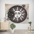 Astrology sun and moon tapestry in vintage black and white for Nordic home decor - Beige Vintage Astrological (款式-8)