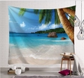 Tropical beach wall tapestry with coconut trees and ocean view for home room decor - Tropical Reef Seascape (Style-8)