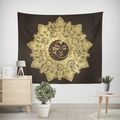 Celestial sun and moon mandala tapestry in gold on black background for wall decor - Dark Gold Sun Moon (款式-9)