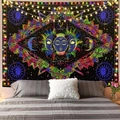 Bohemian sun and moon wall tapestry with psychedelic mandala design in a bedroom - 95x73cm / Rainbow Mandala Sun Moon (Style-23)
