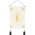 Minimalistischer Mondphasen-Wandteppich mit Sonnen- und Stern-Astrologie-Mustern - Schwarzer Hintergrund Goldmond Muster (Stil-2) / 35x50cm