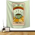 Light green retro tarot style wall tapestry featuring The Tea design in a home setting - Light Green Tea Style (Style-7)