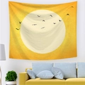 Arazzo da parete minimalista con tramonto e uccelli neri su uno sfondo giallo brillante - 95x73cm (Spazzolato) / Stile Uccelli Astratti Sfondo Giallo (款式-3)