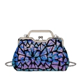 Clutch da sera con paillettes blu e viola, forma a conchiglia e catena argento - Blu