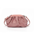 Pink rhinestone pleated dumpling bag with detachable shoulder strap for women - Pink