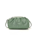 Chic mint green rhinestone pleated cloud clutch bag with slim leather shoulder strap - Green