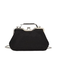 Elegant black shell evening clutch with dense rhinestones and vintage chain strap - Black