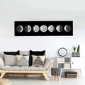Modern Nordic lunar eclipse phases wall art on black background for home decor - As Shown / 30x120cm