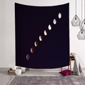 Tapisserie murale nordique montrant le cycle des phases de lune sur fond sombre - 95x73cm (Peau de Pêche) / Style-2 (Croissant de Lune Noir)