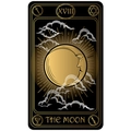 Wandteppich mit Tarotkarte Der Mond in Schwarz und Gold mit Sternbild-Motiv - 95x73cm / Der Mond (XVIII)