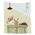 Wall tapestry featuring a cat sleeping on a cabinet with a quiet afternoon theme - Purple Kitten & Waiting for Time (Style 9)