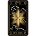 Tarot-Wandteppich Der Stern XVII mit gold-schwarzem Himmelsdesign für Deko - 95x73cm / Der Stern (XVII)