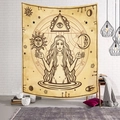 Mystischer Wandteppich mit Mondgöttin und Astrologiesymbolen an weißer Ziegelwand - 95x73cm (Pfirsichhaut) / Vintage Okkulte Göttin Stil-2