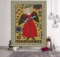 Macro view of Temperance tarot card tapestry with digital print on white brick wall - 95x73cm (Brushed) / Temperance (Style-4)