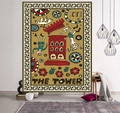 Cartoon tarot The Tower tapestry with red tower design on yellow background for home decor - 95x73cm (Brushed) / The Tower (Style-1)