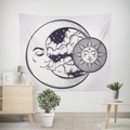 Bohemian moon and sun tapestry in deep purple on off-white fabric for bedroom decor - Off-White Purple Celestial (款式-12)