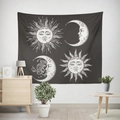 Celestial sun and moon tapestry in black and white finish for Nordic home decor - Black/White Face Sun Moon (款式-14)