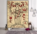 Detail of The Empress tarot wall tapestry hanging in a bohemian styled living room setup - 95x73cm (Brushed) / The Empress (Style-3)