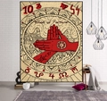 Bohemian Wheel of Fortune tarot tapestry hanging on a white brick wall for home decor - 95x73cm (Brushed) / Wheel of Fortune (Style-4)