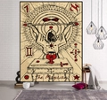 Detail of The Magician tarot tapestry hanging on a white wall in a cozy room setting - 95x73cm (Brushed) / The Magician (Style-2)