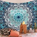 Blue mandala bohemian tapestry wall hanging with psychedelic wave patterns for home decor - Blue Art Pattern (Style-11)