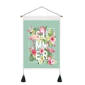 Tapisserie florale nordique avec flamant rose, thème d'été et glands noirs - 35x50cm / Flamant Rose Blanc d'Été (Style-1)