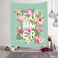 Arazzo nordico con fenicottero e motivi estivi su parete di mattoni bianchi - 95x73cm / Fenicottero Estivo (Stile-2)