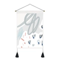 Abstract art wall tapestry with Morandi tones, wooden hanging rod and black tassels - Morandi Tone Abstract Lines (Style-1) / 35x50cm