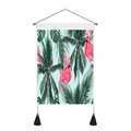 Tapisserie murale nordique avec flamant rose et feuilles tropicales sur toile de coton - 35x50cm / Flamant Rose de l'Île du Sud (Style-4)