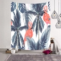 Arazzo nordico con fenicotteri rosa e foglie tropicali blu scuro su sfondo bianco - 95x73cm / Fenicottero su Sfondo Bianco Semplice (Stile-4)
