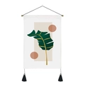 Tenture murale minimaliste avec motif de feuilles de bananier vertes et glands noirs - 35x50cm / Style Géométrique Feuille De Bananier (Style-1)