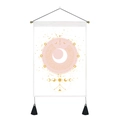 Detail of artistic wall tapestry with celestial sun moon print and black tassels - 35x50cm / Style-4 (Geometric Astrology White Background)