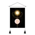 Detail of Nordic wall tapestry with celestial sun and moon motifs and elegant black tassels - 35x50cm / Style-1 (Black Sun Face)