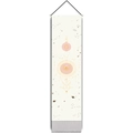 Dettaglio arazzo boho con fasi lunari e motivi celesti su asta di legno decorativa - 32.5x130cm / Stile 3 Linea Mappa Stellare Beige