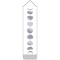Tenture murale avec neuf cycles de phases lunaires, poteau en bois et glands gris - Phases de Lune Blanches (Style-1)