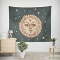 Vintage sun and stars tapestry in deep blue for Nordic style bedroom wall decoration - Dark Blue/Yellow Starry Sun (款式-21)