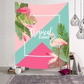 Tropical SUMMER wall tapestry with flamingo design and geometric blocks for home decor - Tropical Summer Color Block (Style-5)