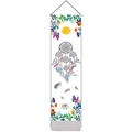 Arazzo acchiappasogni moderno con decorazioni floreali, piume e asta in vero legno - Acchiappasogni Bianco (Stile-1)